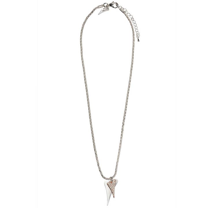 Necklace silver chain with silver & rosegold hearts for wholesale by Miss Dee