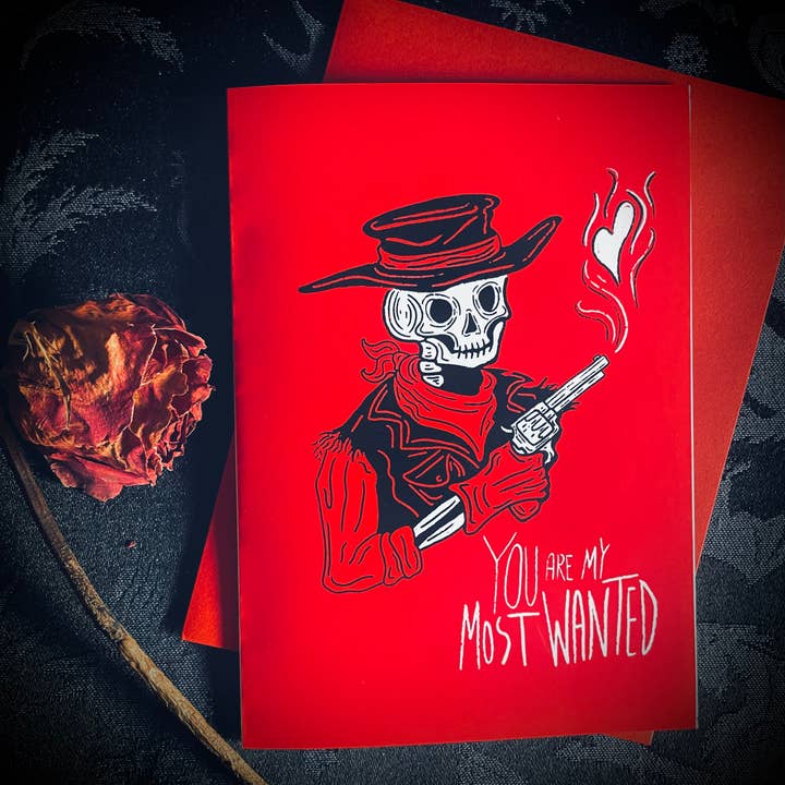 Wanted Outlaw San Valentino biglietto di auguri per la vendita all'ingrosso da parte di Bat In Your Belfry