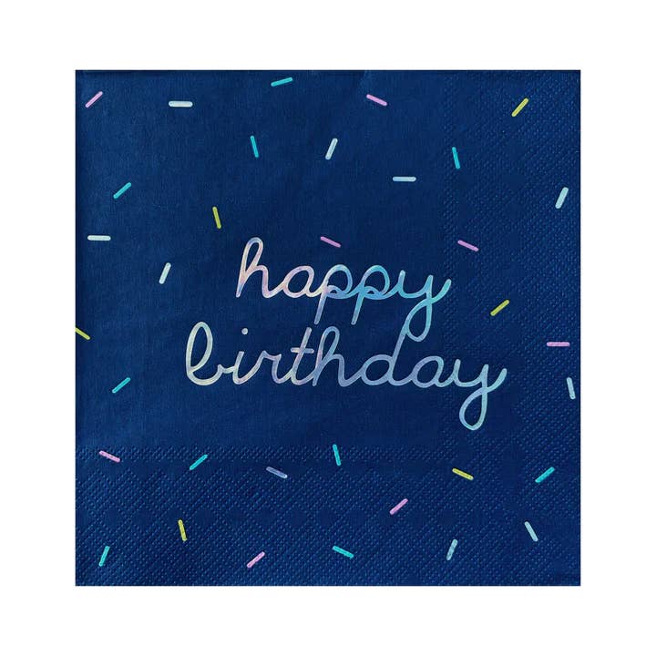 Harlow & Grey - Wholesale Disposable Napkin - Sprinkles - Bright Happy Birthday Lunch Napkins - 18 Pack