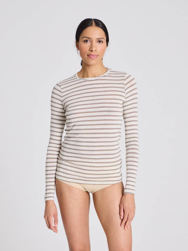 Thyra Sailor Wool Top - Ecru / Grey Melange Sailor Stripe for wholesale by gai-lisva