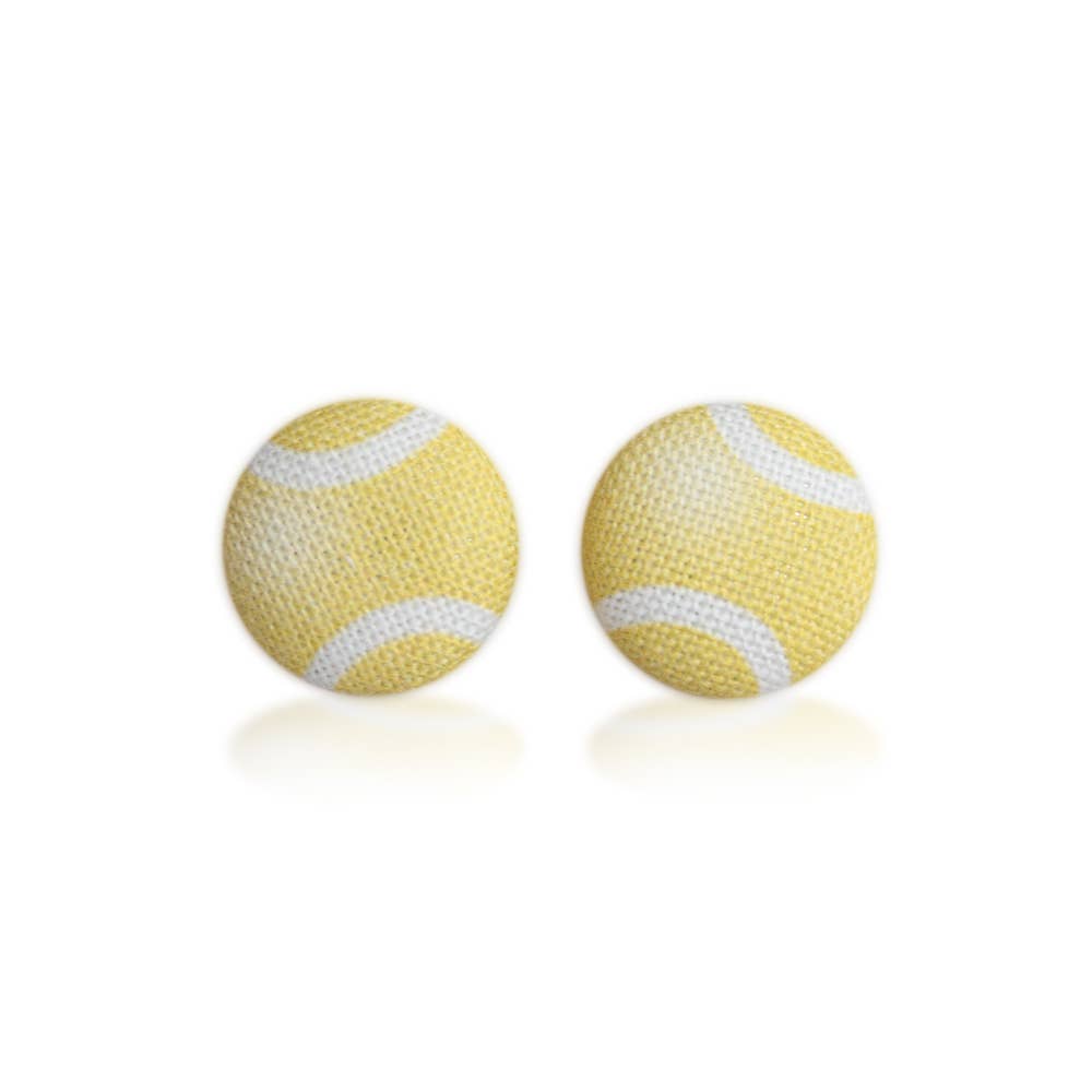 Rachel O's - Wholesale Stud/Post Earrings - Tennis Ball Fabric Button Earrings4