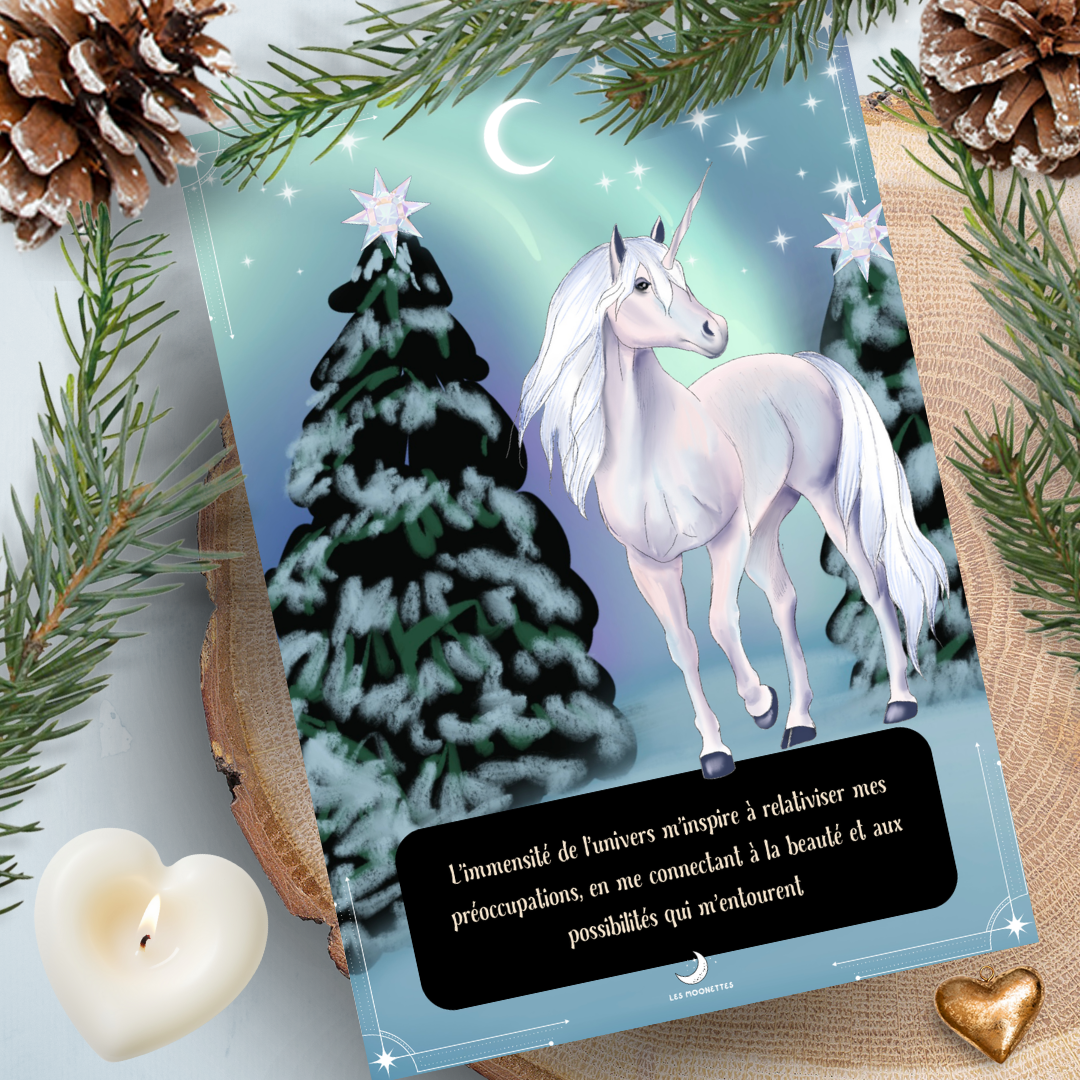 Les Moonettes - Venta al por mayor Cartas del tarot - Cartas de afirmaciones positivas para invierno acogedor (32 cartas)11