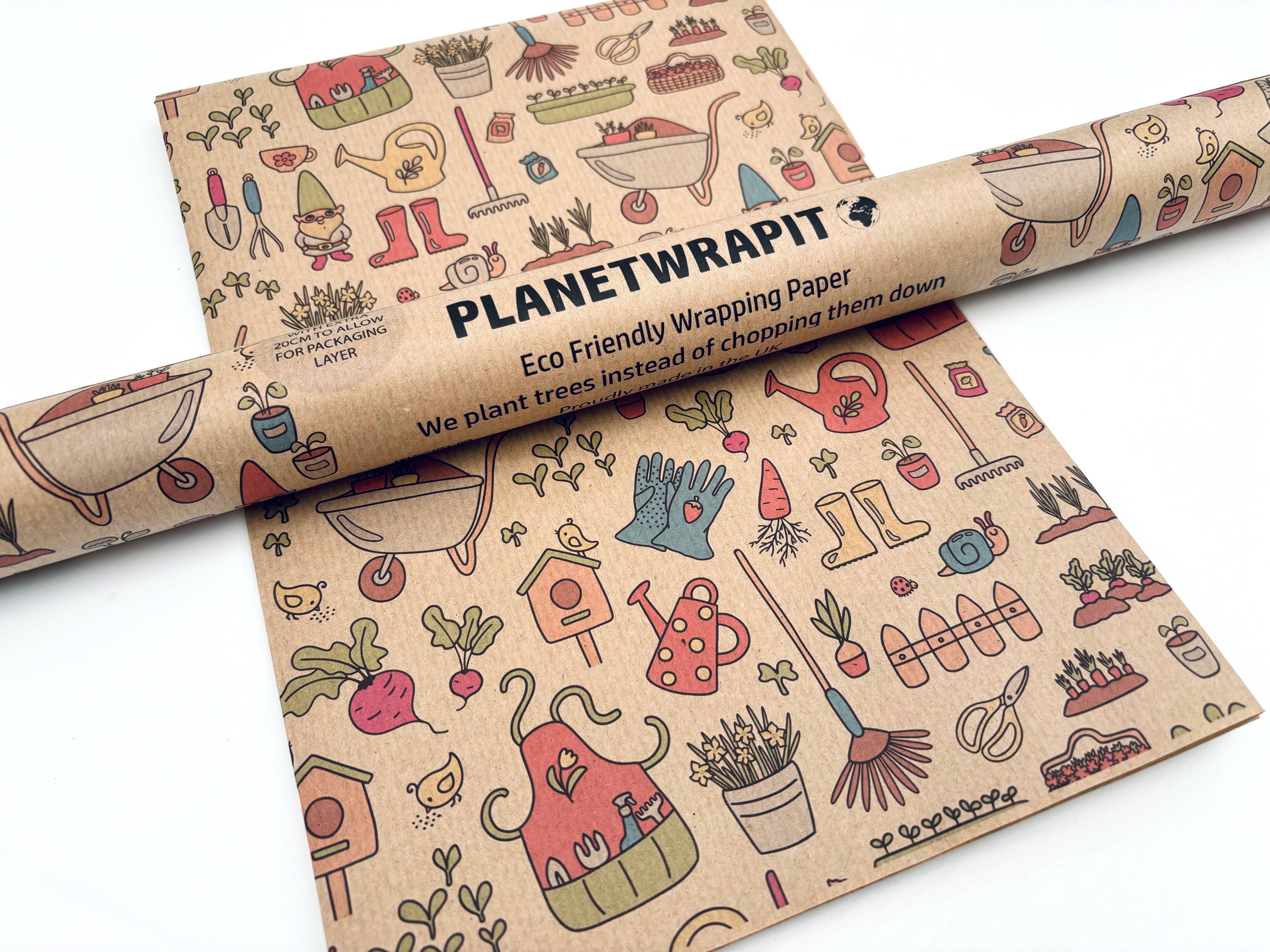 PlanetWrapIt - Wholesale Wrapping Paper Roll - In the Garden Recycled Kraft Wrapping Paper Gift Wrap 3