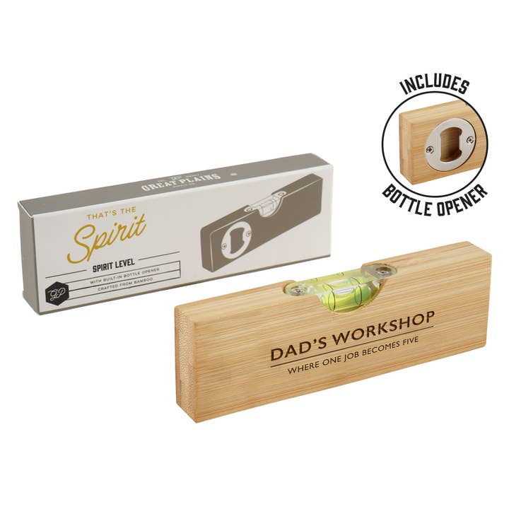 CGB Giftware - Wholesale Bottle/wine opener - Wooden Spirit Level Bottle Opener 'Dad's Workshop - Where..'1