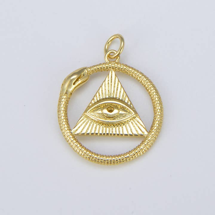 Gold Filled Pyramid Eye of Horus Ouroboros Charm, CP1579 for wholesale by Beads Creation