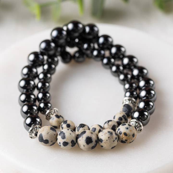 Adults | Dalmatian Jasper + High Power Magnetic Bracelet for wholesale by R.B. Amber Jewelry