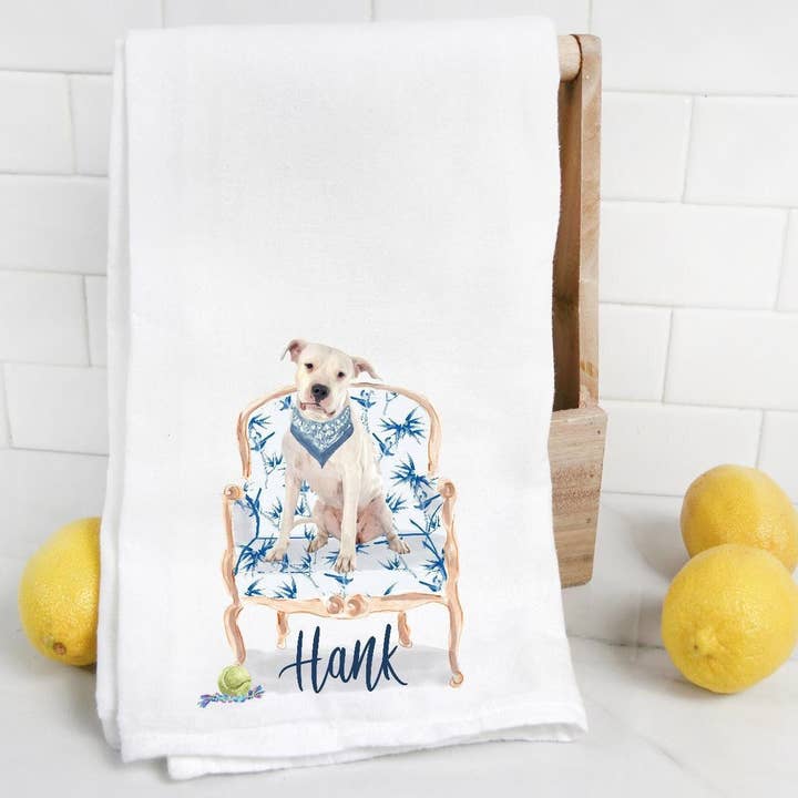 White Pit Bull Flour Sack theedoek voor wholesale door The Preppy Pineapple Home