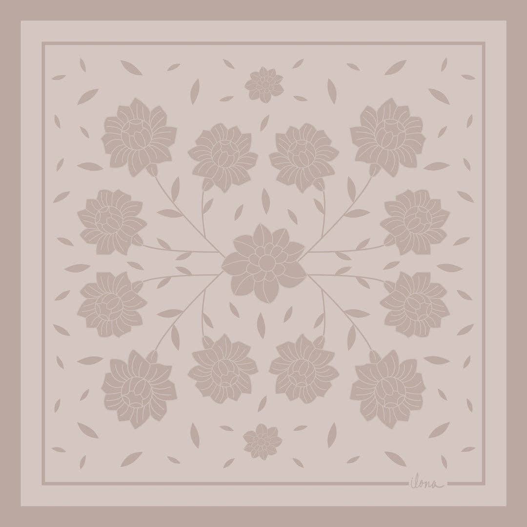 Hello Ilona - Wholesale Scarf - Women's - Kalocsa 100% Mulberry Silk Scarf - Gyöngy (Beige)2