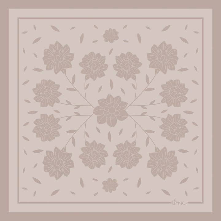 Hello Ilona - Wholesale Scarf - Women's - Kalocsa 100% Mulberry Silk Scarf - Gyöngy (Beige)2