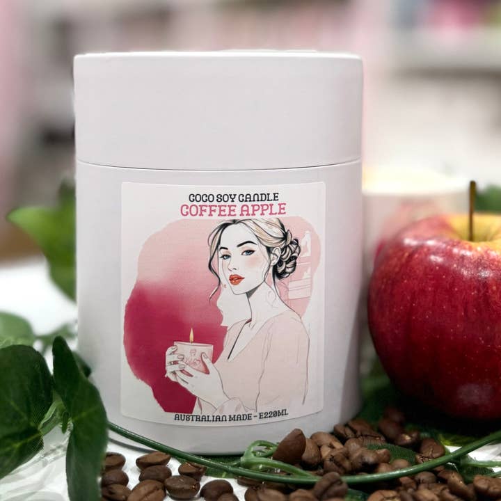 Coffee Apple_ Large Coco Soy Candle in stone jar_Gift Packed_candle & wax melts for wholesale by Nelson soapery