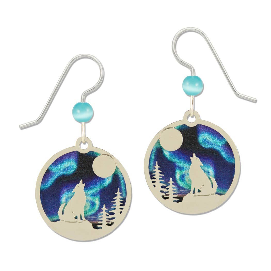 Left Hand Studios - Wholesale Dangle Earrings - Wolf Howling w/Aurora Borealis0