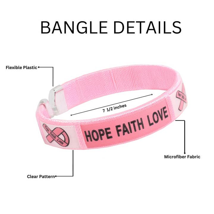 The Awareness Company - Wholesale Bangle Bracelet - 25 Pack Breast Cancer Awareness Bangle Bracelets
