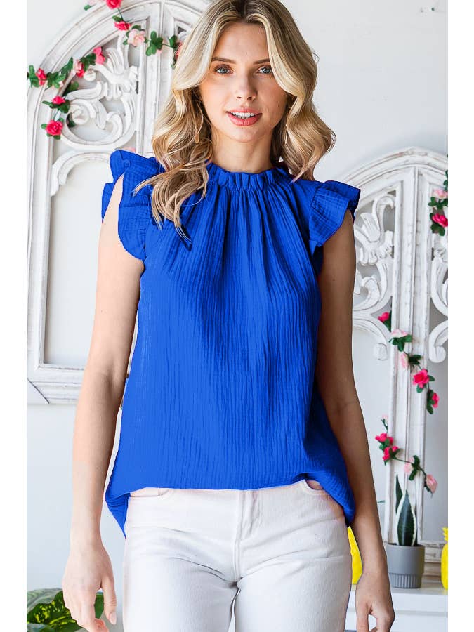 7th Ray - Vendita all'ingrosso Camicetta - Donna - Blusa da donna in cotone con collo arricciato T5104