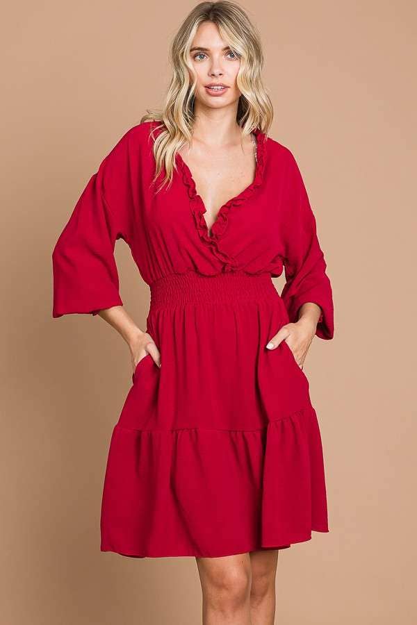 Culture Code – wholesale Klänning - Dam – CWD1867L - OMLOTTKLÄNNING MED VOLANGKANT OCH FLERA LAGER4