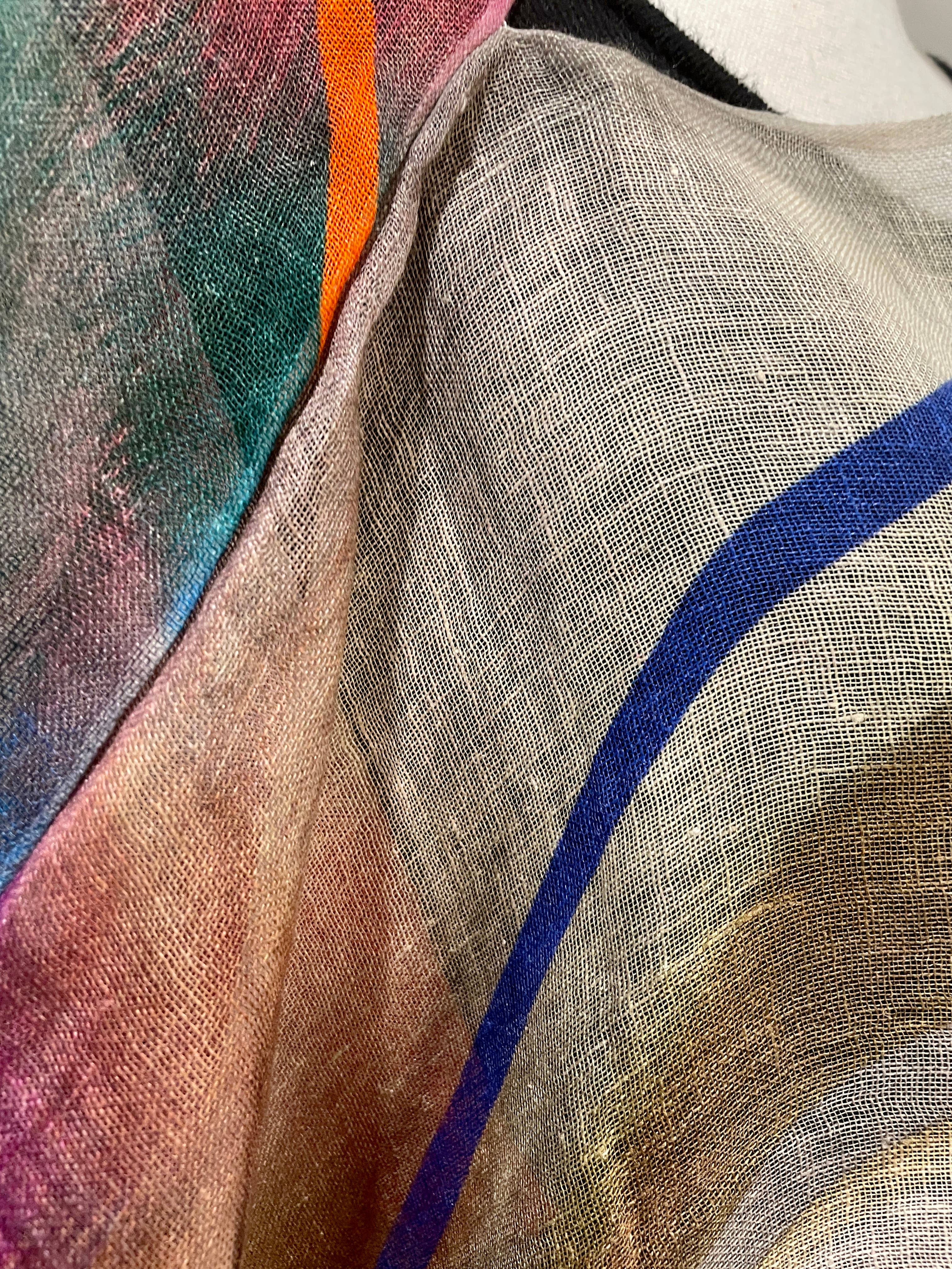 In Style Scarves - Wholesale Poncho - Women's - 732/C Linen Poncho/Cape in Abstract Watercolor Patterns3