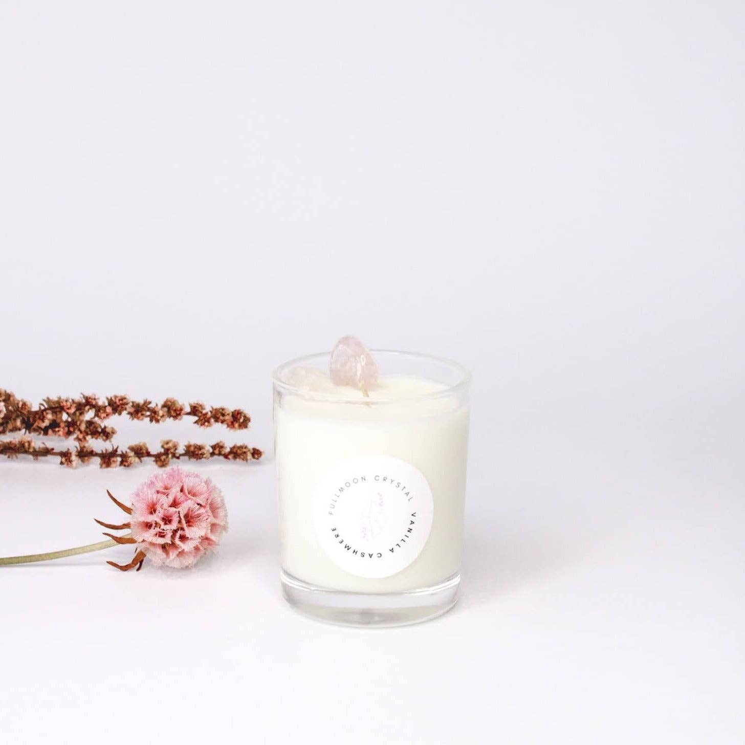 Fullmoon Crystals - Vente Bougie en bocal - Vanilla & Cashmere | Bougie cristal de quartz rose3