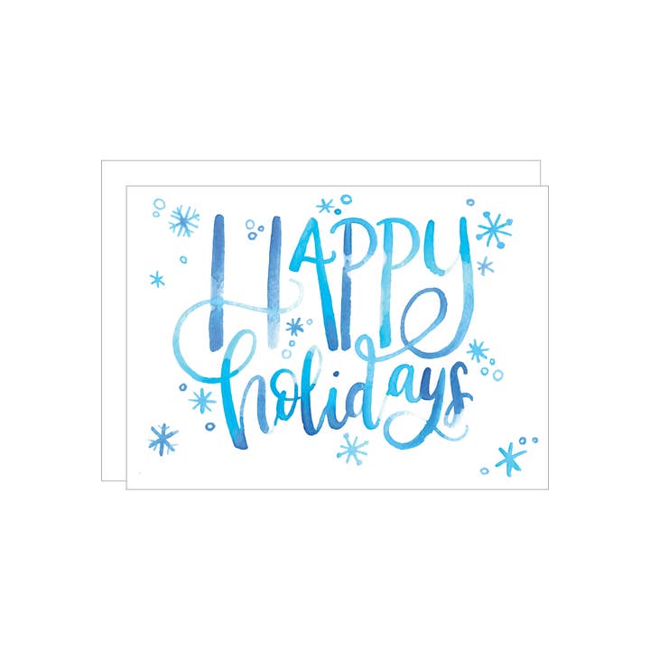 Happy Holidays greeting card for wholesale by Katie Elizabeth Lettering