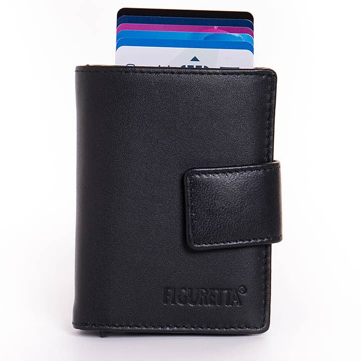 Carteira Inteligente Figuretta em Couro Nappa Preto por atacado de Figuretta