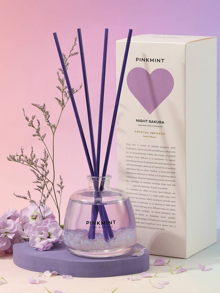 Night Sakura Reed Diffuser Crystal Infused  for wholesale by Pinkmint Candle