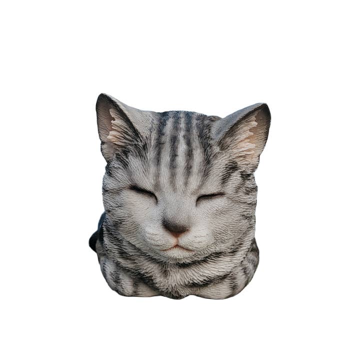 Hi-Line Gift Ltd. - Wholesale Decorative Figurine - Whimsical Grey and White Polyresin Napping Cat Figurine1