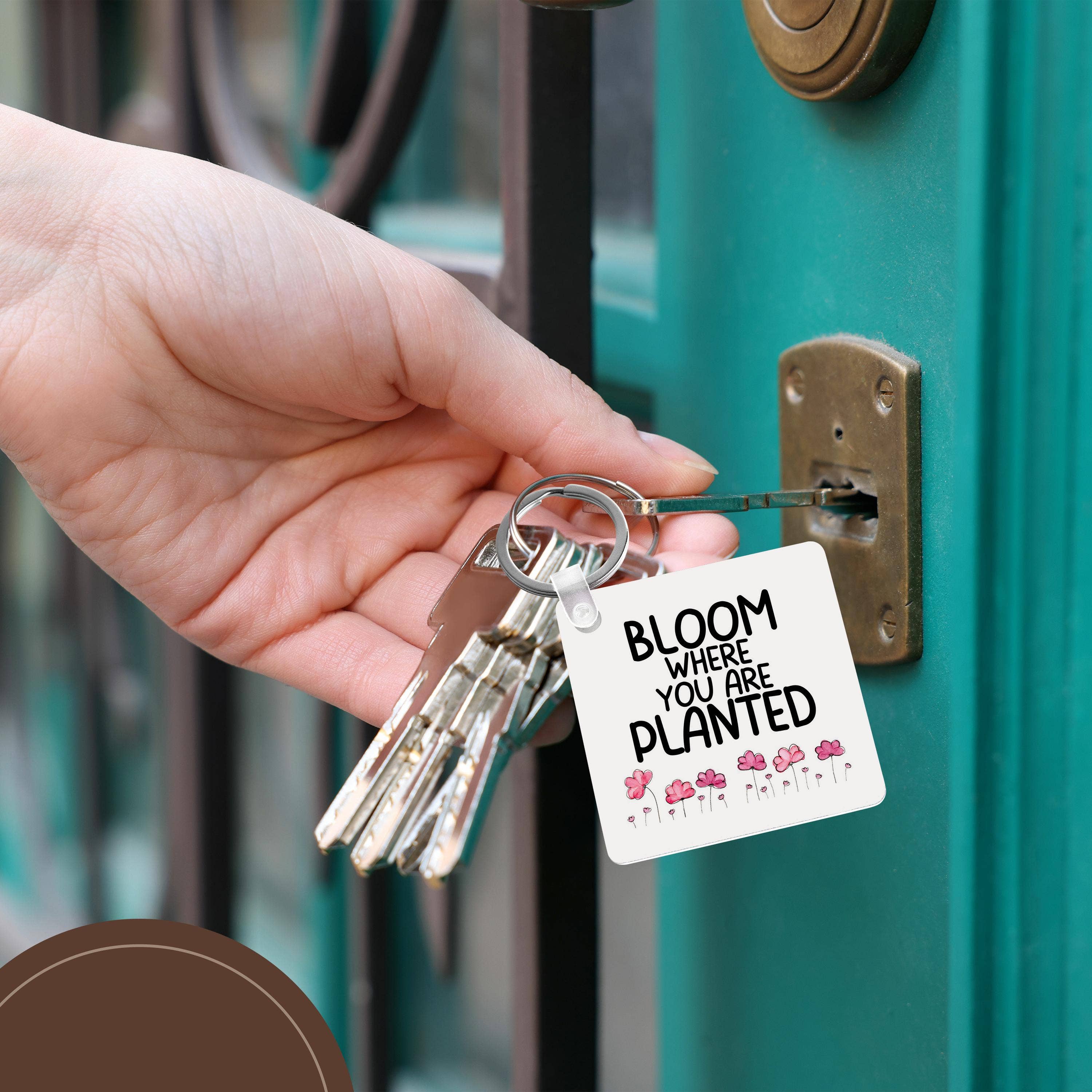 3dRose – Engroshandel Nøglering - Unisex – 3dRose, Blomstr hvor du er plantet, Nøglering5