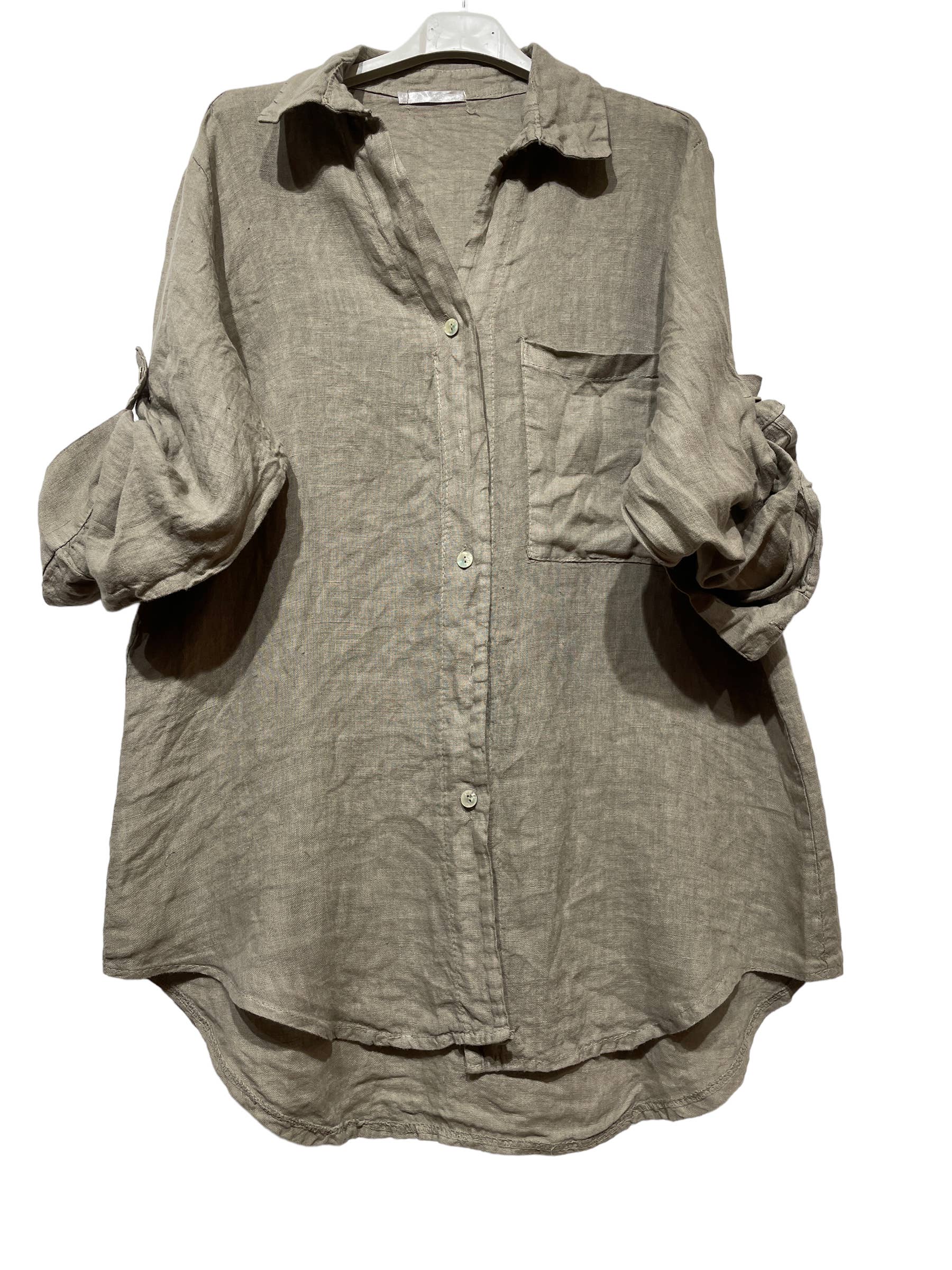 LINEN & COTTON HOUSE - Wholesale Button Down Shirt - Women's - LINEN SHIRT WITH SQUARE POCKET, SPRING SUMMER 7400134