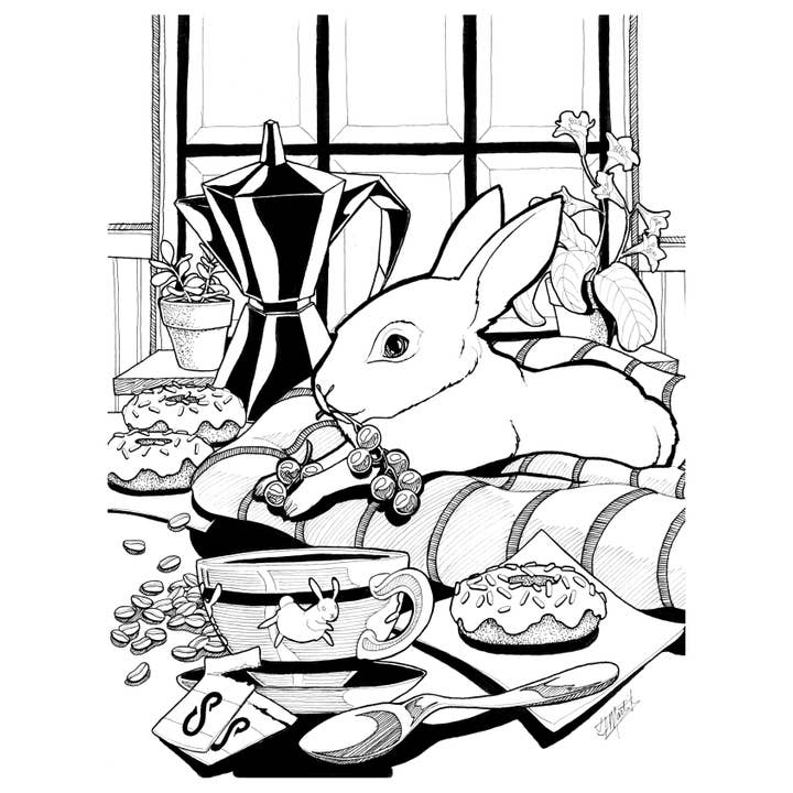 Indi Martin Art - Wholesale Coloring & Activity Book - Adult - Coloring Book: Bunnies!3