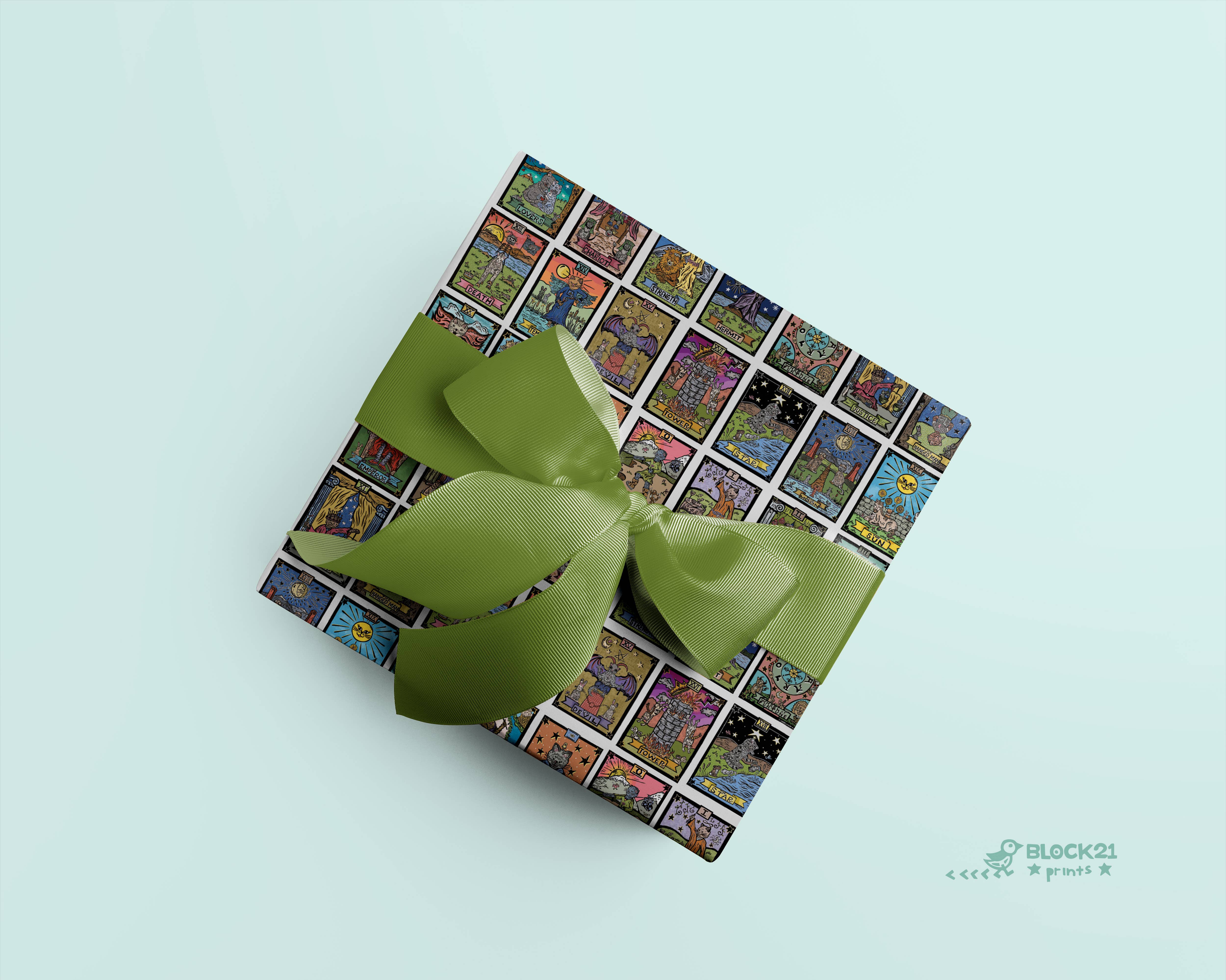 Block21Prints - Wholesale Flat Wrap - Tarot Cats Wrapping Paper - Single Sheet - Mystical1