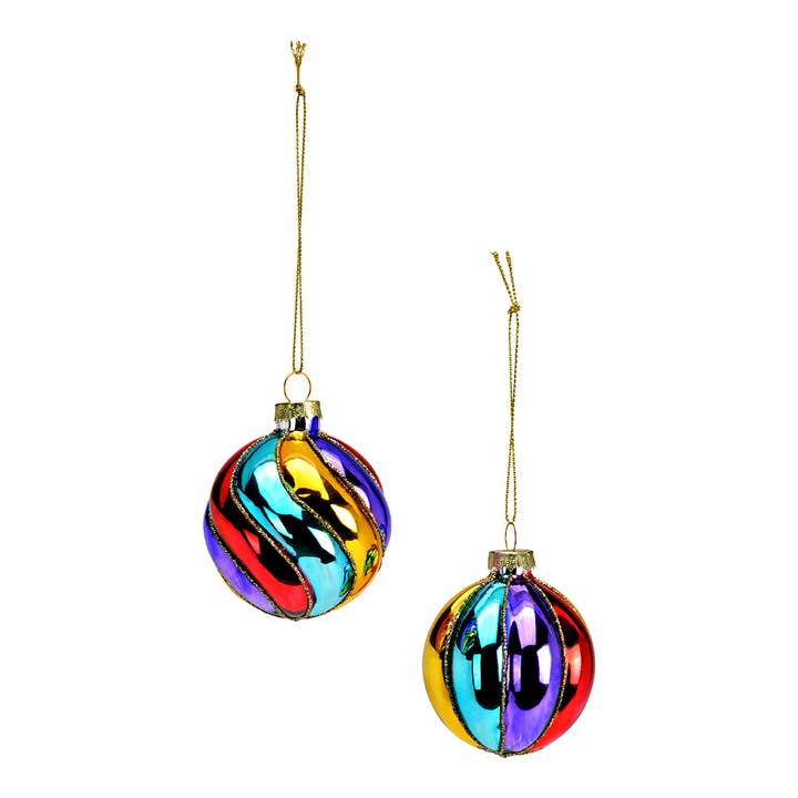 Bola de Natal de vidro, 2 unidades, Colorida Ø6cm por atacado de Wurm