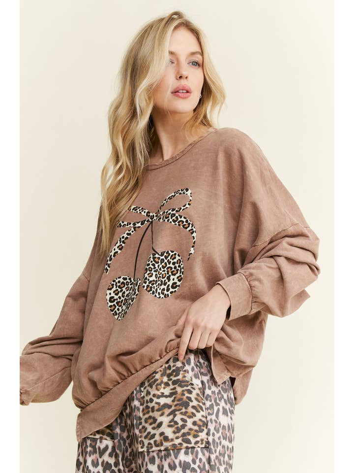 J.Her - Wholesale Graphic Sweatshirt - Women's - Leopard Cherry bow Graphic Sweatshirts HT4150AC 9