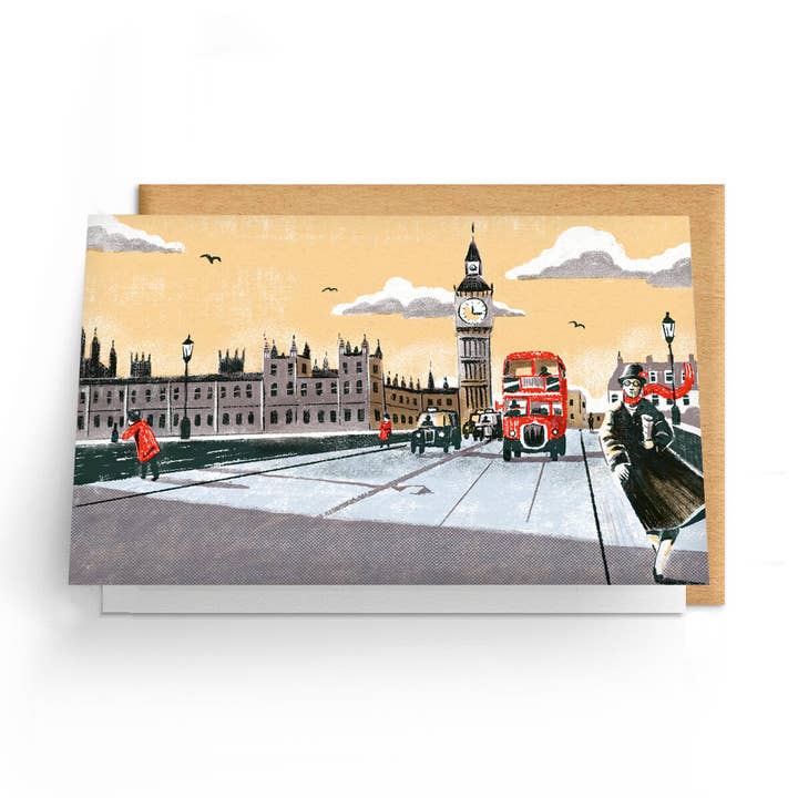 Westminster Bridge Ônibus Vermelho Mulher Táxis Vintage Big Ben por atacado de Haskett Prints