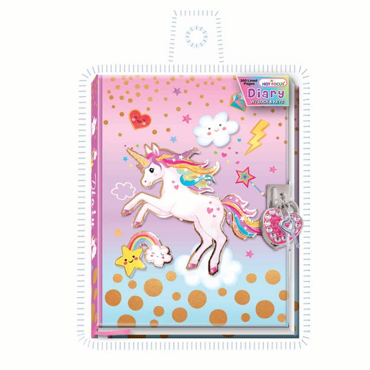 Hot Focus, Inc. - Wholesale Journal/Diary - Kids - Diary with Lock & Keys, Unicorn