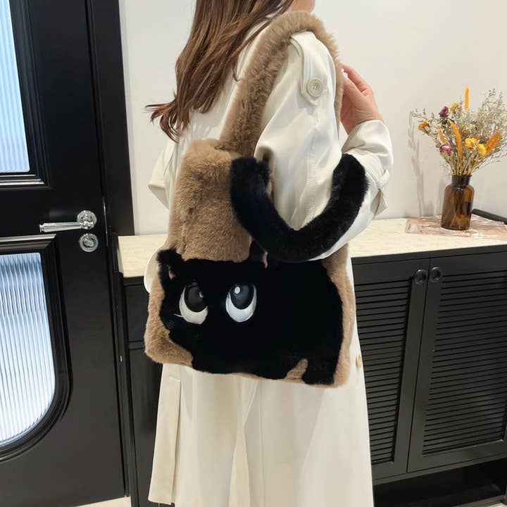 ACCITY - Wholesale Shoulder Bag - Women's - WINTER CAT CARTOON PATCHWORK EMBROIDERY PLUSH BAG_CWAB3916