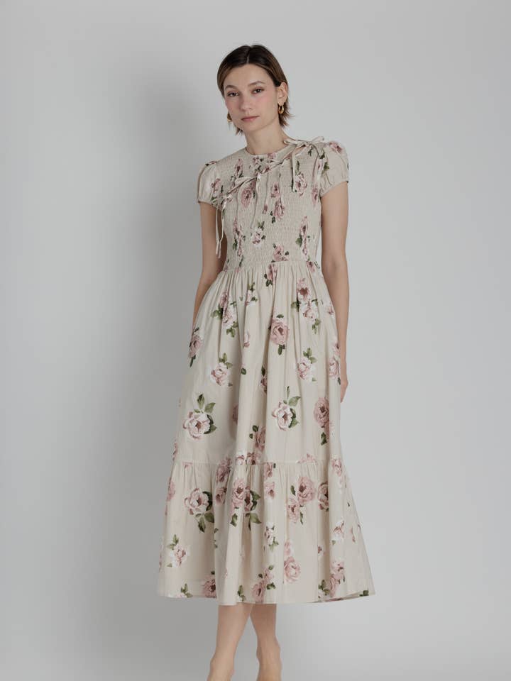 AD2309 - FLORAL MAXI DRESS W/ TIES for wholesale by Aureum