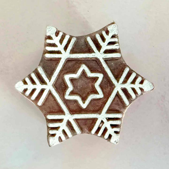 Frozen - Indian Wood Block Stamp | Snowflake Wooden Stamp for wholesale by The Natural Paper Company