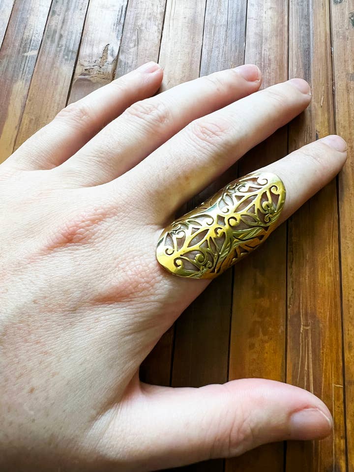 Brass Elven Ring | Celtic Knot Four Directions for wholesale by Ragavon