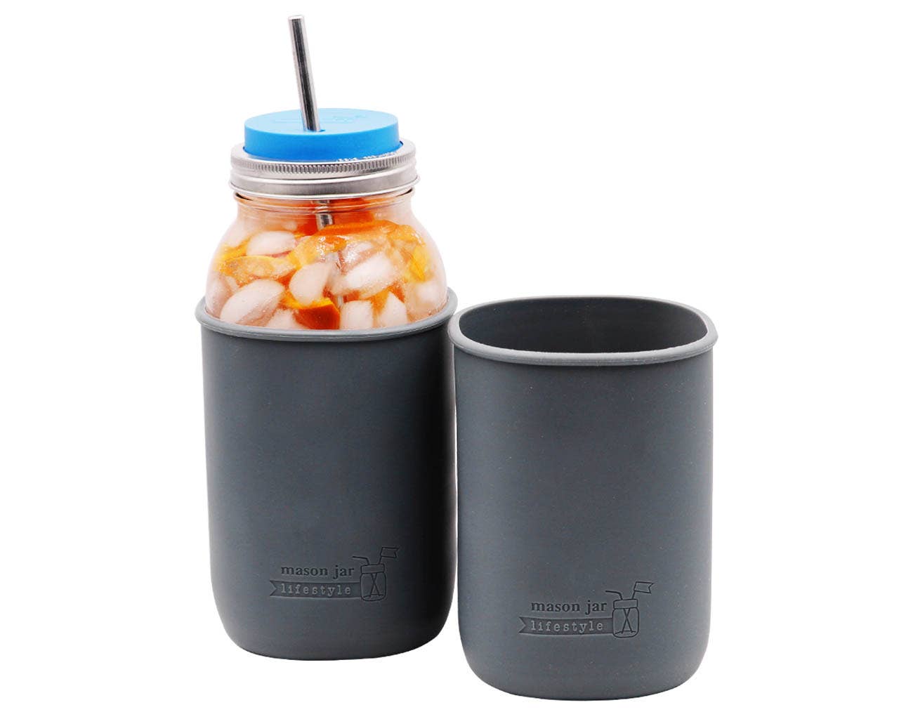 Mason Jar Lifestyle - Vente Housses de boisson - Manchon en silicone pour pots Mason d'un demi-gallon de 64 oz19
