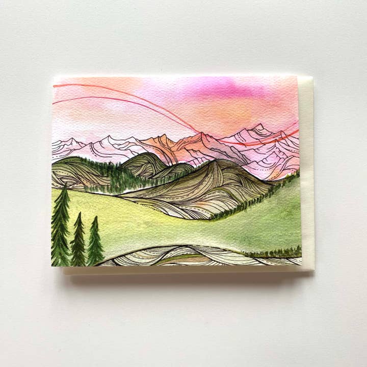 Sarah Uhl - Vente Assortiments de papeterie/cartes - Cartes postales Mountain Art : Rolling Peaks1