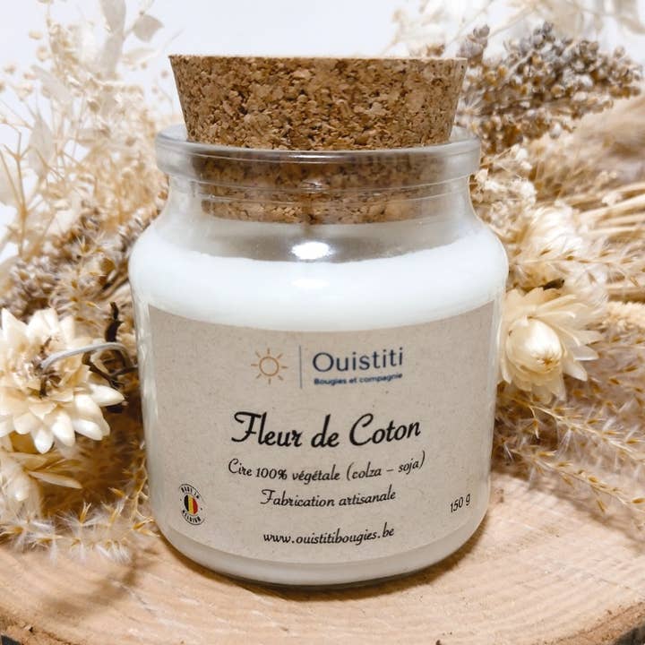 Geurkaars Katoenbloem - Plantaardige was - 150 g voor wholesale door Ouistiti - Bougies et compagnie