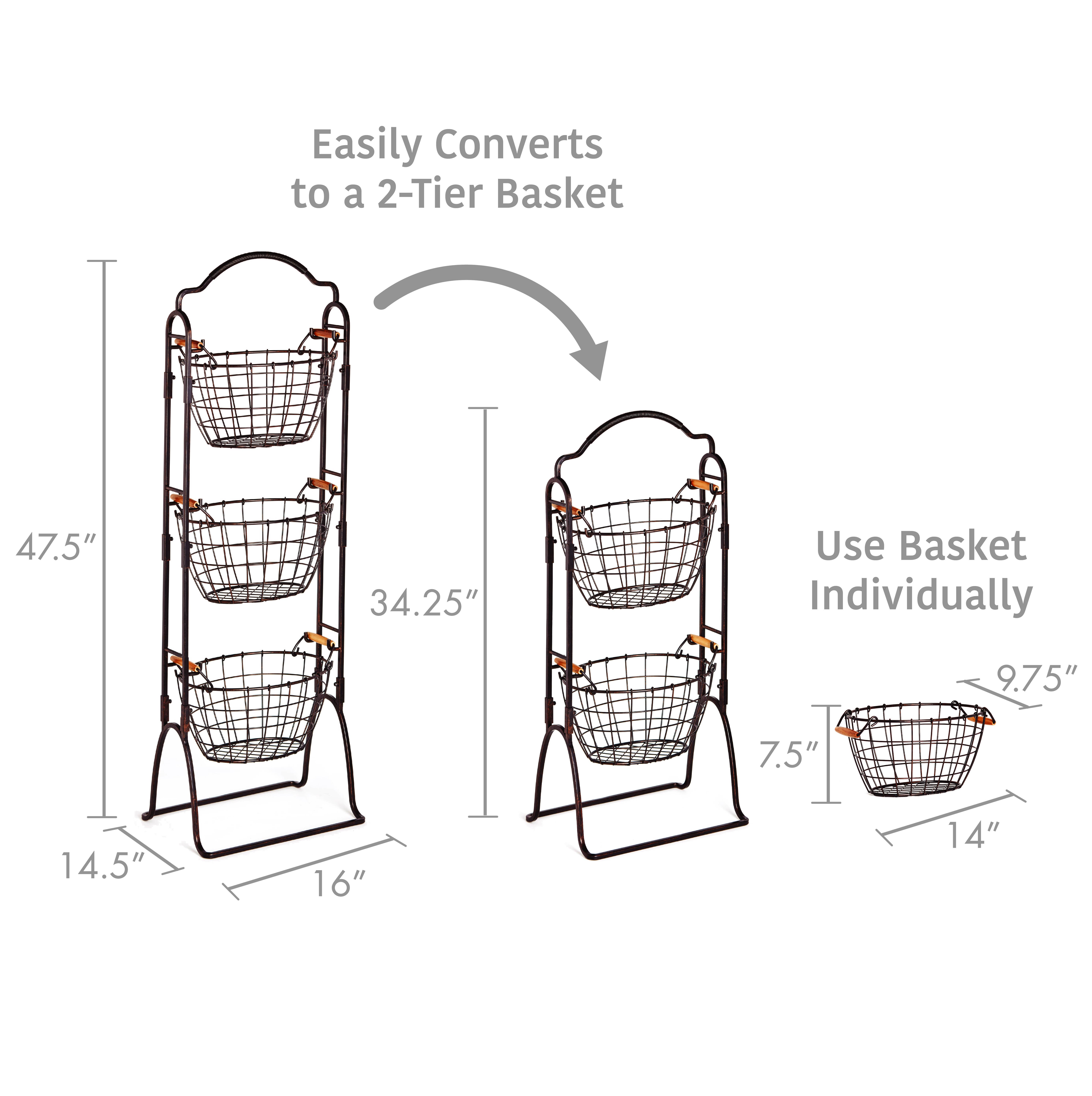 Fitz and Floyd® Mikasa® Pfaltzgraff® - Wholesale Basket - Mikasa Grmt Bscs Harbor 3 Tier Wire Basket Blk Gift Box Pkg1