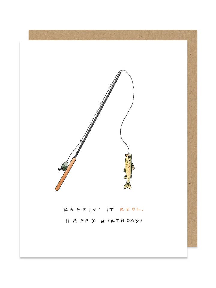Carte d'anniversaire Keepin' It Reel Fishing pour la vente par Maddon and Co