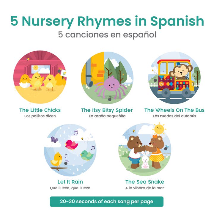 Binibi - Wholesale Baby & Toddler Book (0-2) - Los Pollitos Bilingual Musical Book: Spanish Nursery Rhymes2
