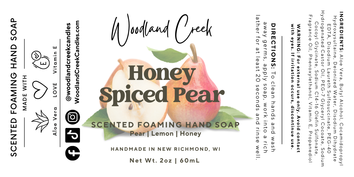 Woodland Creek Candles - Wholesale Hand Soap/Wash - Honey Spiced Pear Scented Foaming Hand Soap1