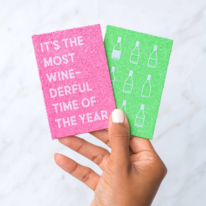 Biodegradable Pop-Up Sponge - Winederful Holiday Pack for wholesale by Wine Wash Co.