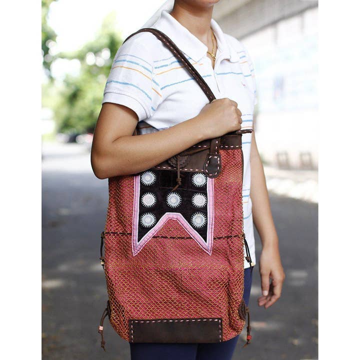 Hemp Net Leather Shoulder Bag | Limited Edition - Thailand for wholesale by Lumily