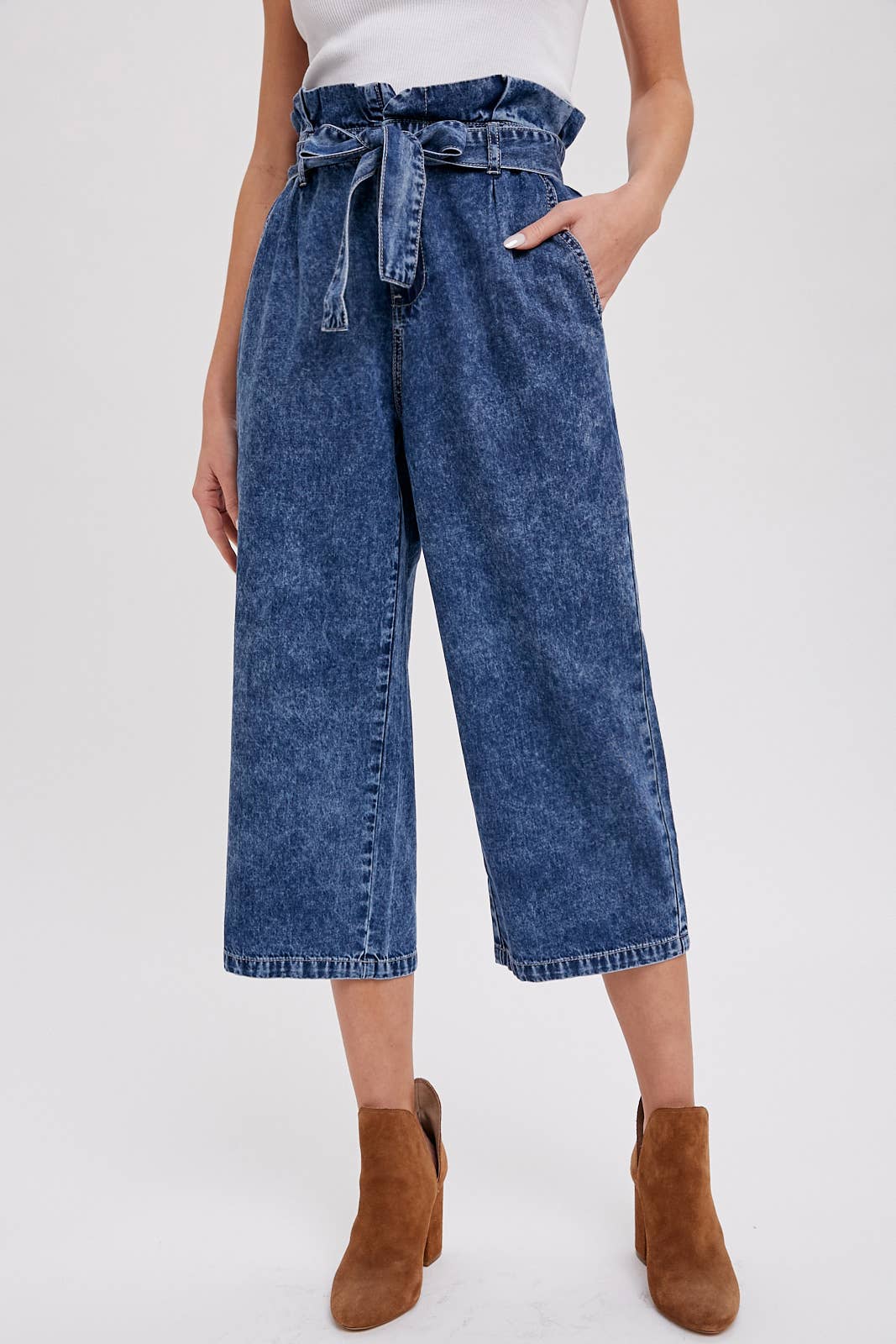 Bluivy - Vente Pantalon – femme - JUPE-CULOTTE EN PAPIER CEINTURÉE
