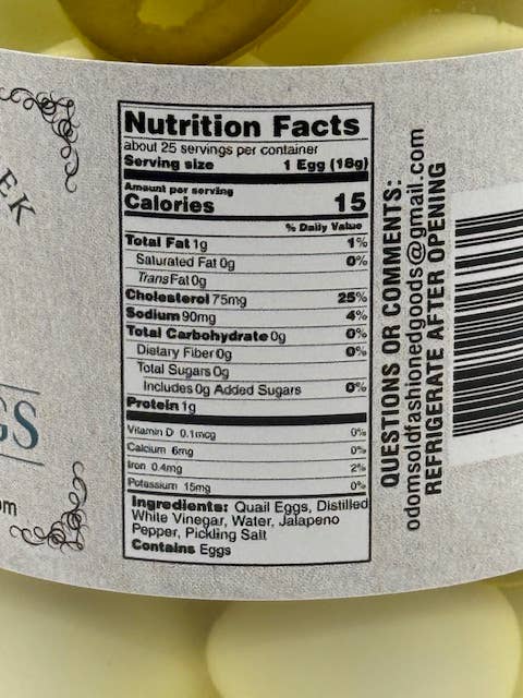 Odom's Old Fashioned Goods - Wholesale Pickled Vegetables - Jalapeno Quail Eggs2