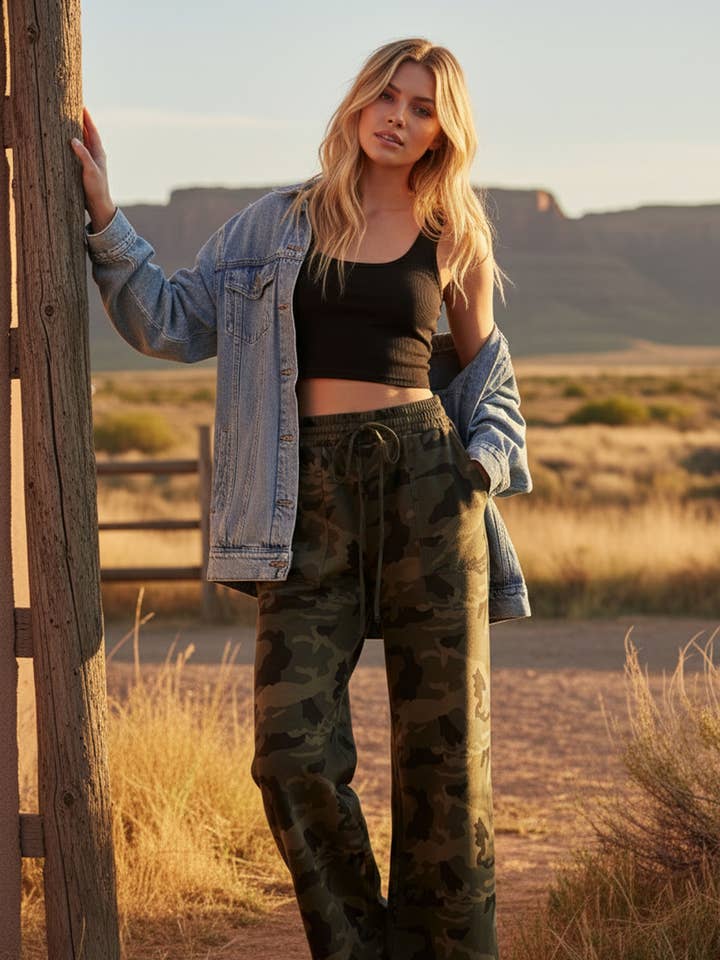 Camo brede bukser for engroshandel hos Sewn and Seen