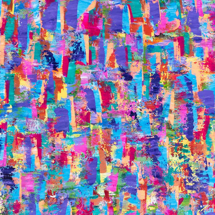 Neon Parade – Large Layered Abstract Painting | 24x36 Inches for wholesale by Brianne Valentino LLC