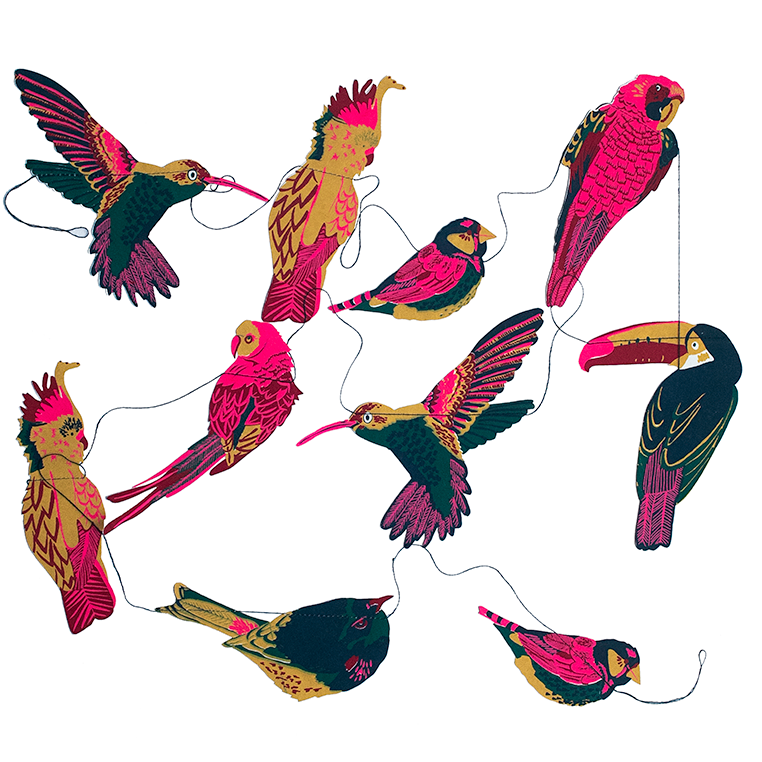 East End Press - Wholesale Bunting/Garland - Tropical Birds Sewn Garland5